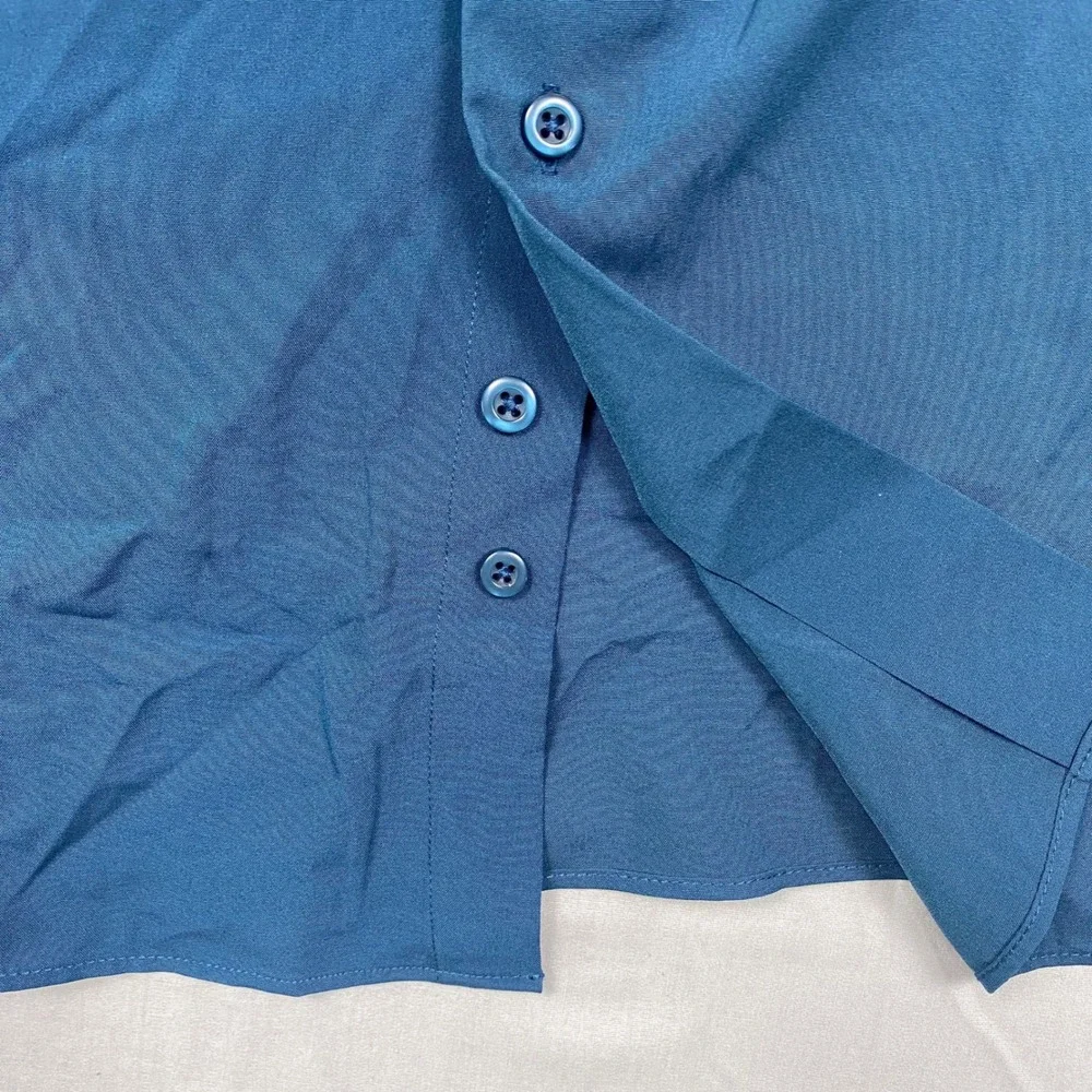 Kilburne & Finch Modern Fit Dress Shirt Mens Large Blue Stretch Moisture Wicking